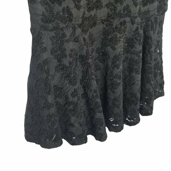 Free People Chenille Top Size Small Black Lace Peplum‎ Top Scoop Neck On Back - Picture 5 of 9